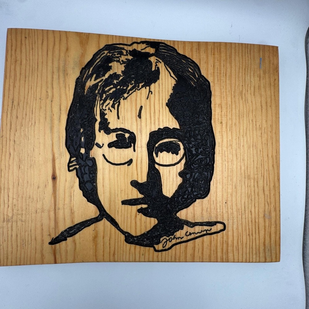 John Lennon Handmade Wood Block Portrait Folk Art Wall Decor Beatles Music Icon